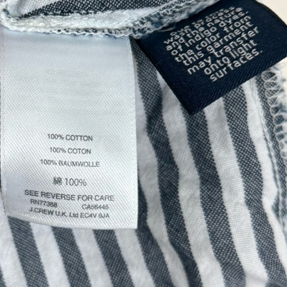 J.Crew Blue White Vertical Stripe Cotton Button Down Shirt XS Nautical Preppy - Picture 10 of 11